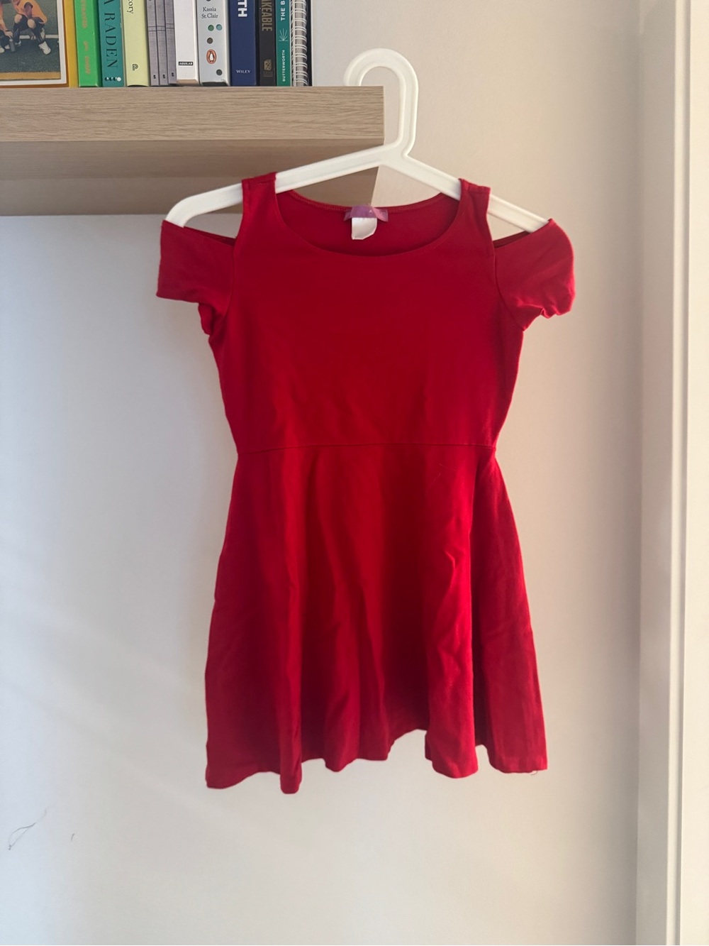 Girls' Red Cold-Shoulder Skater Dress